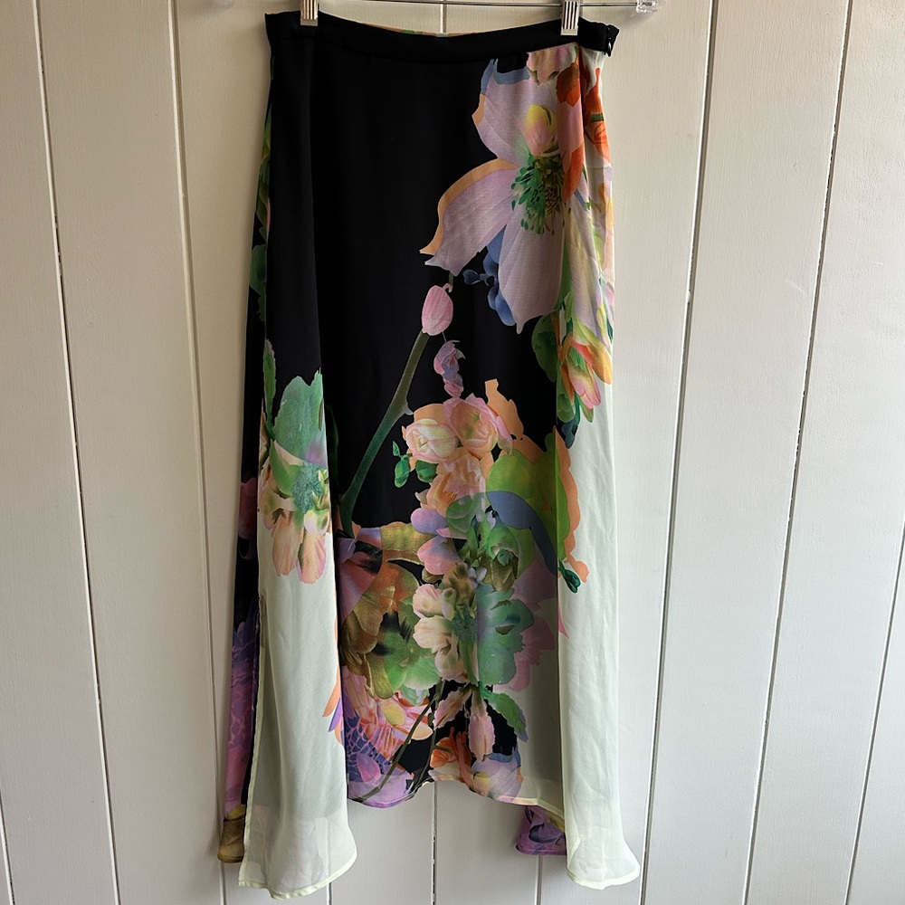 Anthropologie Black Floral Skirt